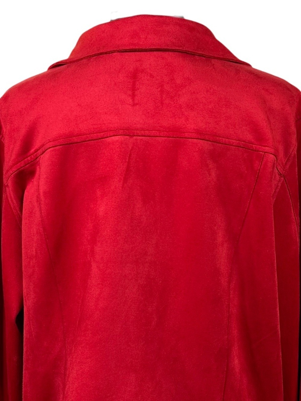 Tribal Crimson Red Faux Suede Lightweight Lagenlook Jacket Size XL - Picture 6 of 11